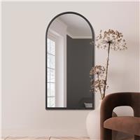 MirrorOutlet Arcus Black Metal Arch Wall Mirror - 140x70cm