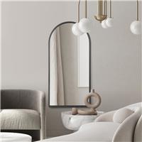 MirrorOutlet Arcus Black Metal Arch Wall Mirror - 160x80cm