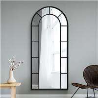 MirrorOutlet Arcus Black Metal Arch Wall Mirror - 190x85cm