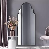MirrorOutlet Arcus Black Metal Arch Wall Mirror - 200x85cm