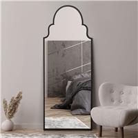 MirrorOutlet Arcus Black Metal Arch Wall Mirror - 180x70cm