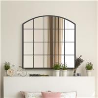 MirrorOutlet Arcus Black Metal Arch Wall Mirror - 100x100cm