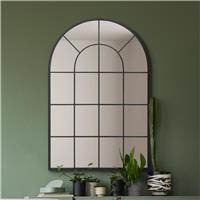 MirrorOutlet Arcus Black Metal Arch Wall Mirror - 120x80cm