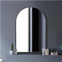 MirrorOutlet Arcus Black Metal Arch Wall Mirror - 120x80cm