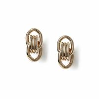 Freedom Gold Tone Link Mini Drop Earrings