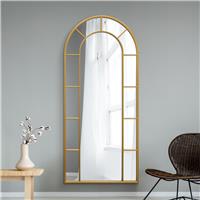 MirrorOutlet Arcus Gold Metal Arch Wall Mirror - 190x85cm