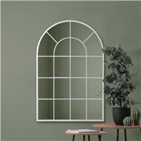 MirrorOutlet Arcus White Metal Arch Wall Mirror - 120x80cm