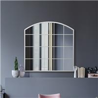 MirrorOutlet Arcus White Metal Arch Wall Mirror - 100x100cm
