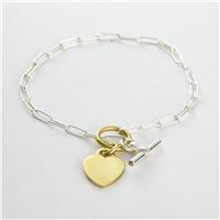 Revere 925 Sterling Silver Two Tone Heart Charm Bracelet