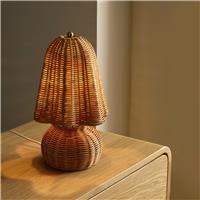 Habitat Daphne Scalloped Rattan Table Lamp - Brown