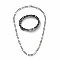 Uncommon Souls Silver Tone Chain Necklace and Mixed Bracelet Set