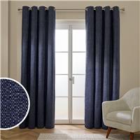 Habitat Basket Weave Blackout Eyelet Curtain - Navy - 229x183cm