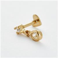 Revere Gold Plated Silver Single Flatback Drop Stud Earrings