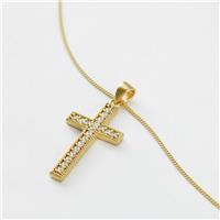 Revere 1 Micron Gold Plated 925 Sterling Silver Cross Pendant Necklace