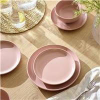 Habitat 12 Piece Matte Stoneware Dinner Set - Pink