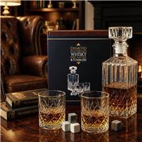 Kimm & Miller Diamond Patterned Whisky Decanter and Glass Set