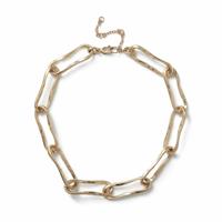 Freedom Gold Tone Brushed Link Chain Necklace