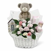 Babyblooms Frankie Bear New Baby Gift Basket - Pink