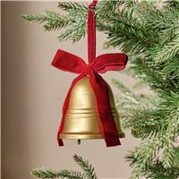 Argos Home Brass Bell with Burgundy Ribbon Hanging Christmas Ornament