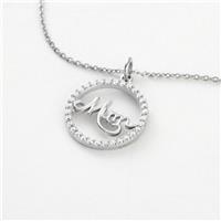 Revere Sterling Silver Cubic Zirconia Round Mum Pendant Necklace
