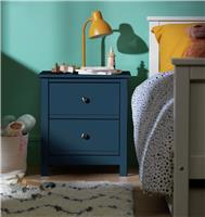 Habitat Brooklyn 2 Drawer Bedside Table - Ink Blue
