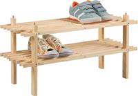 Argos Home 2 Shelf Stackable Shoe Rack - Solid Pine