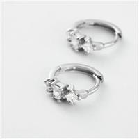 Revere Sterling Silver Square and Round Cubic Zirconia Huggies Earrings