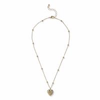 Flitzy Gold Tone Floral Heart Locket Pendant Necklace