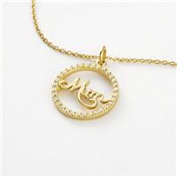 Revere Gold Plated Silver Cubic Zirconia Round Mum Pendant Necklace