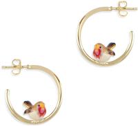 Bill Skinner Enamel Robin Hoop Earrings