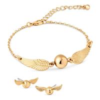 Harry Potter Golden Snitch Stud Earrings and Bangle Jewellery Set