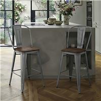 Dorel Luxor Pair of Metal Bar Stool - Silver