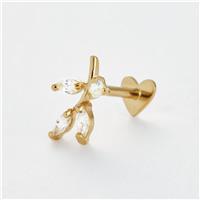 Revere Gold Plated Silver Cubic Zirconia Leaf Flatback Single Stud Earring