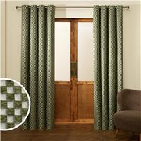 Habitat Chequered Blackout Eyelet Curtain - Green - 117x183cm