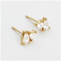Revere Gold Plated Silver Pear and Heart Shaped Cubic Zirconia Stud Earrings