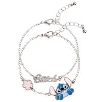 Disney Stitch Flower Charm and Stitch Name Bracelet Set - Pack of 2