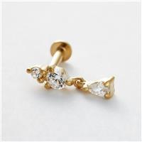Revere Gold Plated Silver Single Flatback Drop Stud Earring
