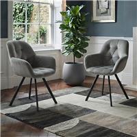 Dorel Elli Pair Of Velvet Dining Chairs - Grey