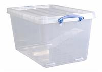 Really Useful Plastic Set of 2 Wheeled Storage Boxes - Clear