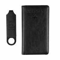 Passport Holder and Luggage Tag Travel Set Black