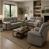 Aspire Toronto Leather 3, 2 & 1 Seater Power Recliner Sofa - Elephant