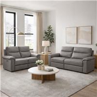 Aspire Toronto Leather 3 & 2 Seater Power Recliner Sofa - Elephant