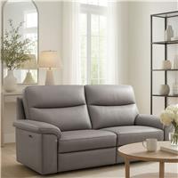 Aspire Toronto Leather 3 Seater Power Recliner Sofa - Elephant
