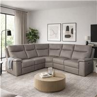 Aspire Toronto Leather Power Recliner Corner Sofa - Elephant