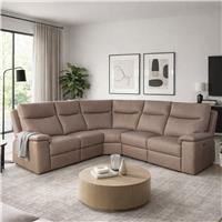 Aspire Toronto Leather Power Recliner Corner Sofa - Mushroom