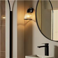 Argos Home Eumee Ribbed Glass Bathroom Wall Light - Black