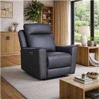 Aspire Elmhurst Leather Recliner Armchair - Charcoal