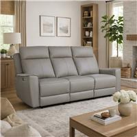 Aspire Elmhurst Leather 3 Seater Power Recliner Sofa - Elephant