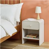 Argos Home Alfie Curved 1 Drawer Bedside Table - Neutral