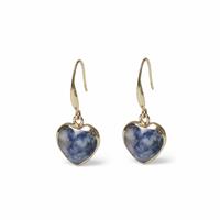 Freedom Marble Blue Stone Semi Precious Heart Drop Earrings